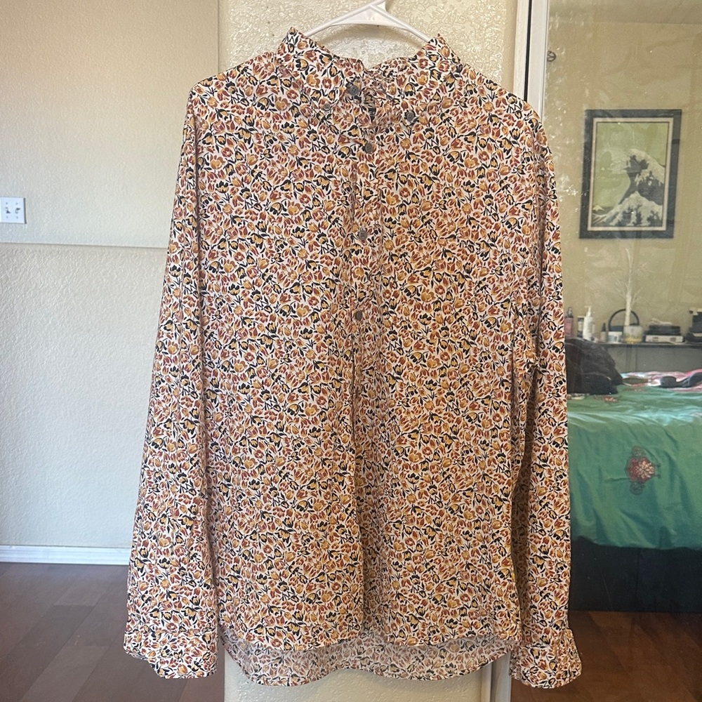 Express Multicolor Floral Button Down Shirt
